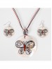 Fashion Butterfly Print Necklace and Earrings Set